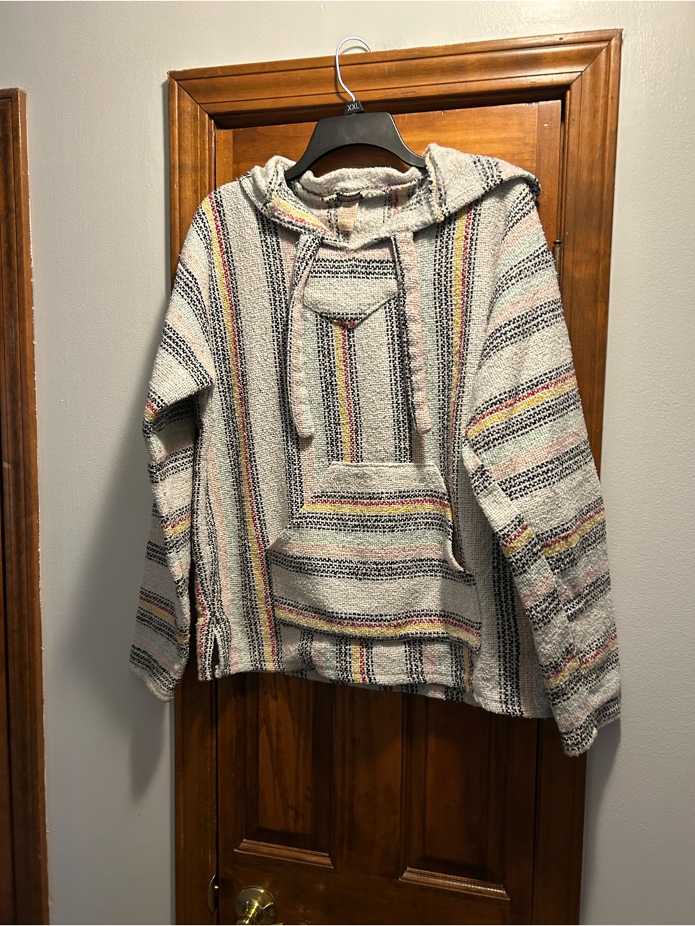 EARTHBOUND TRADING CO. Striped Baja Hoodie Cream with Multicolor Accents UNISEX